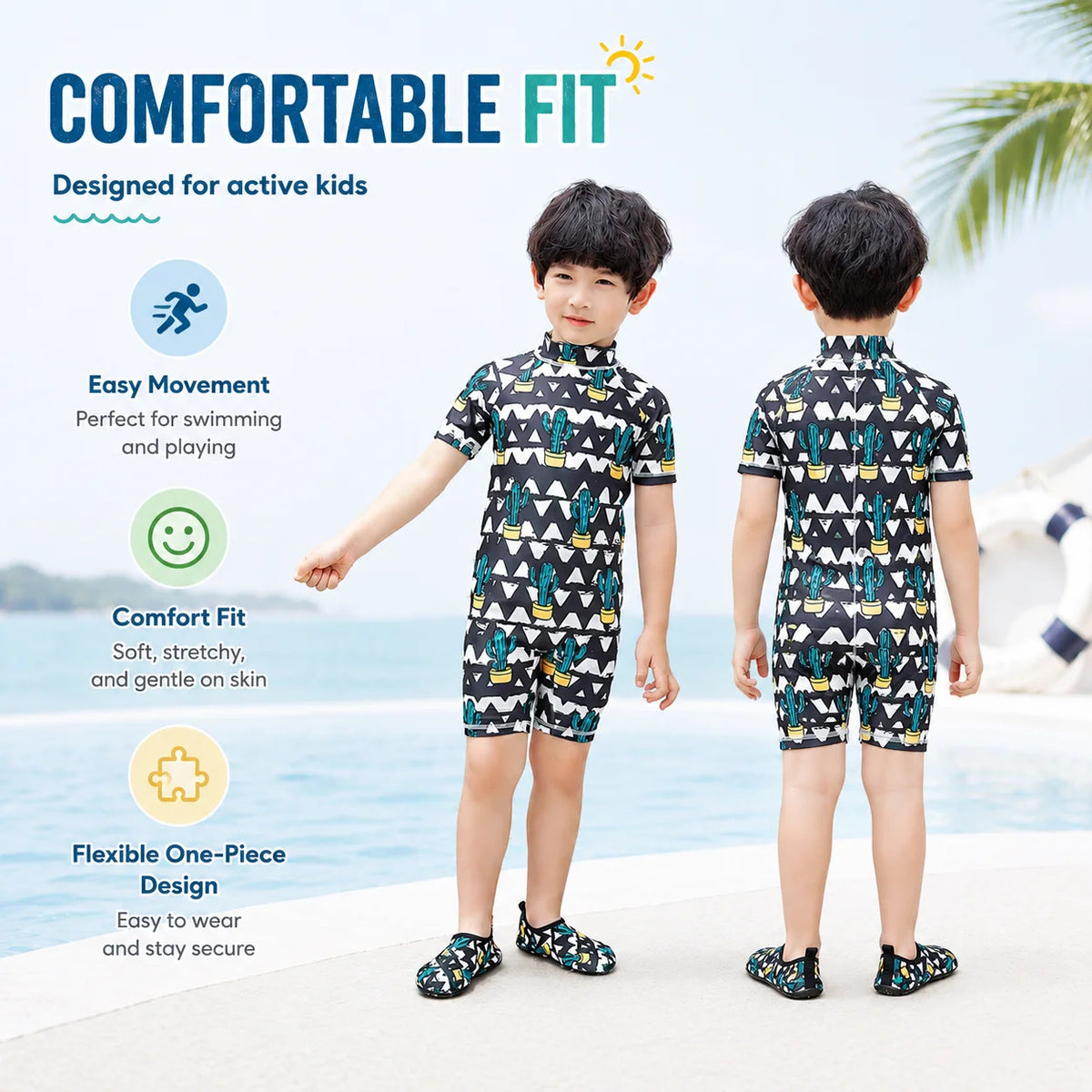 Boys Long Sleeve Rash Guard Set – Wave Rider view 5