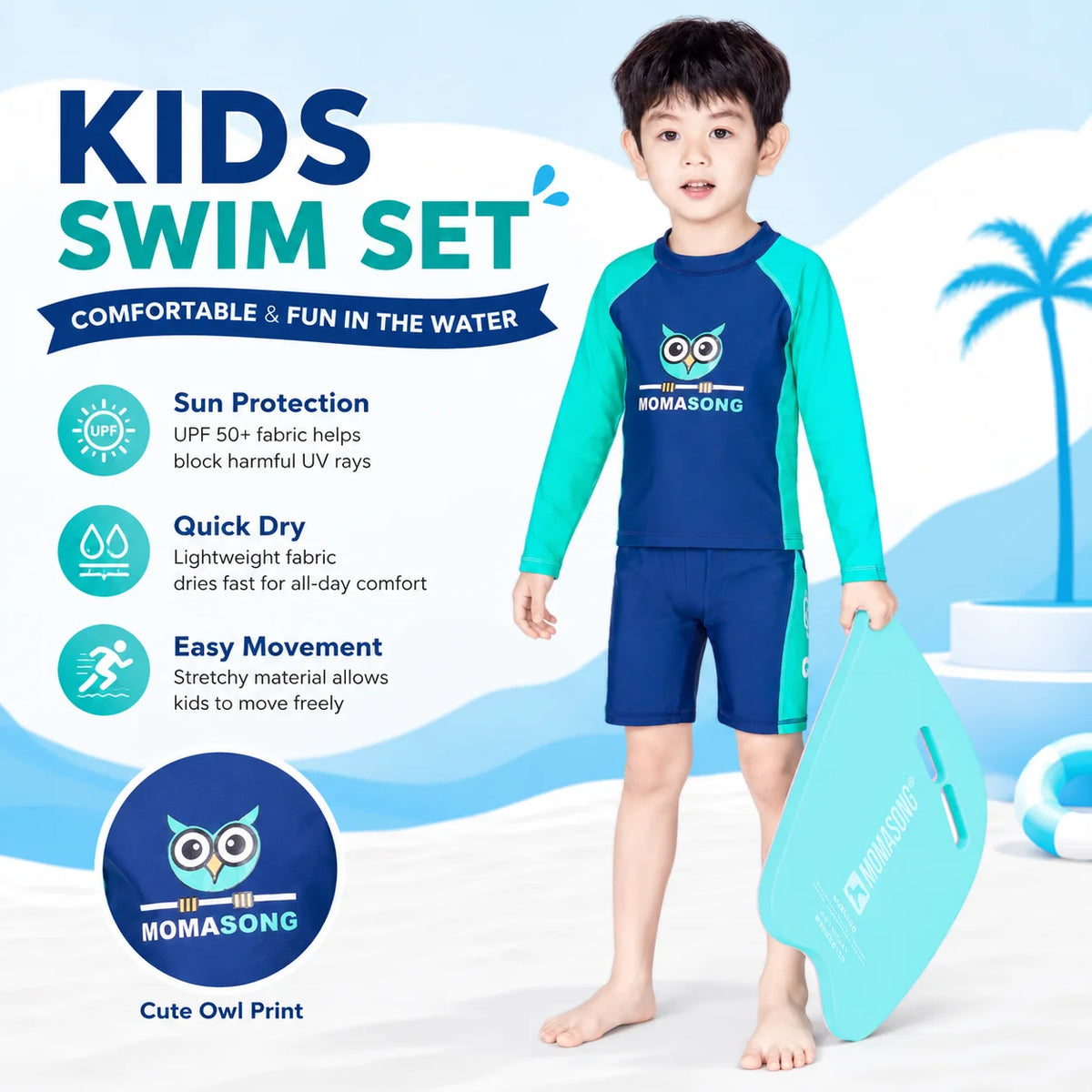 Boys Short Sleeve Swim Set – Ocean Whisper view 2