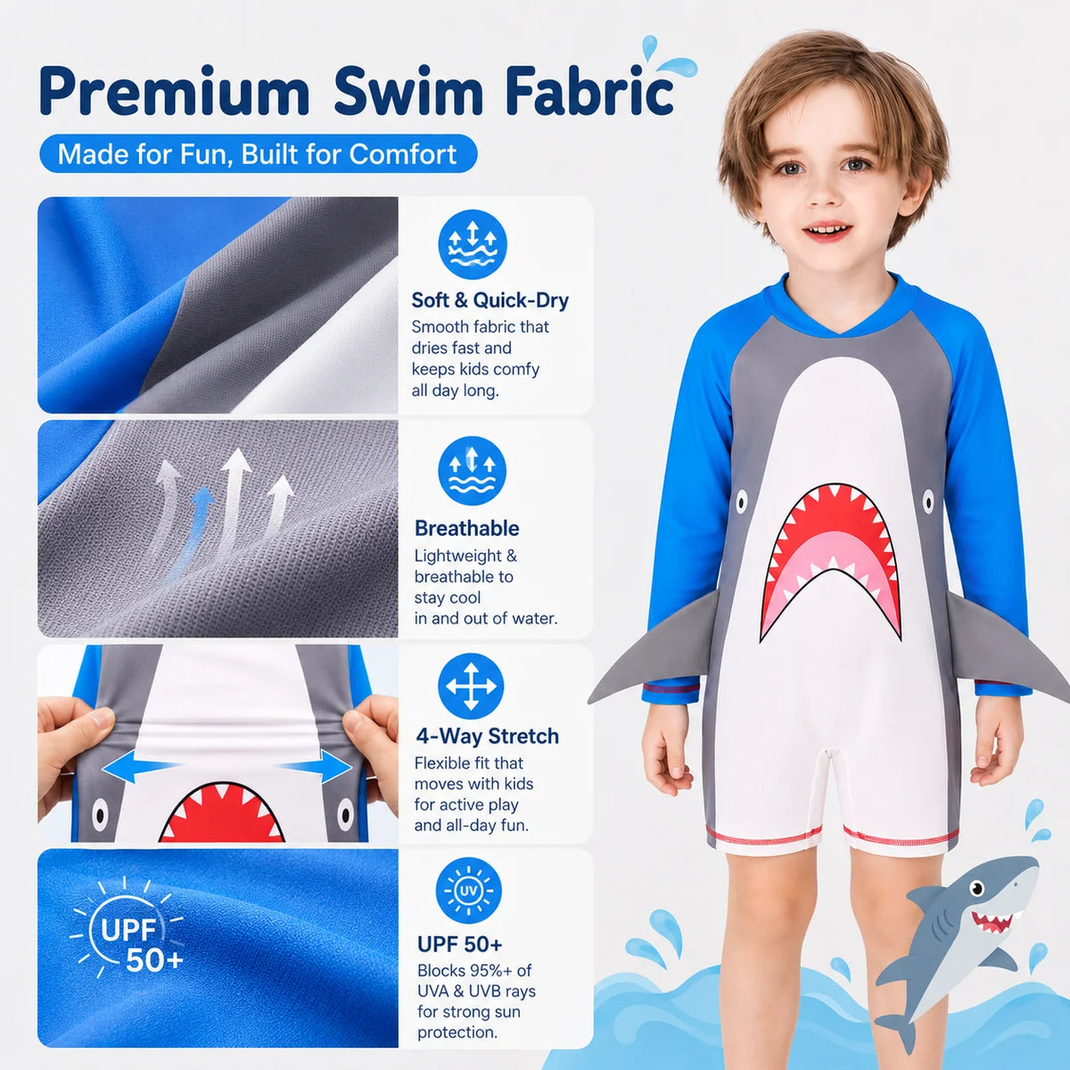 Boys One-Piece Rash Guard Swimsuit – Island Breeze view 4