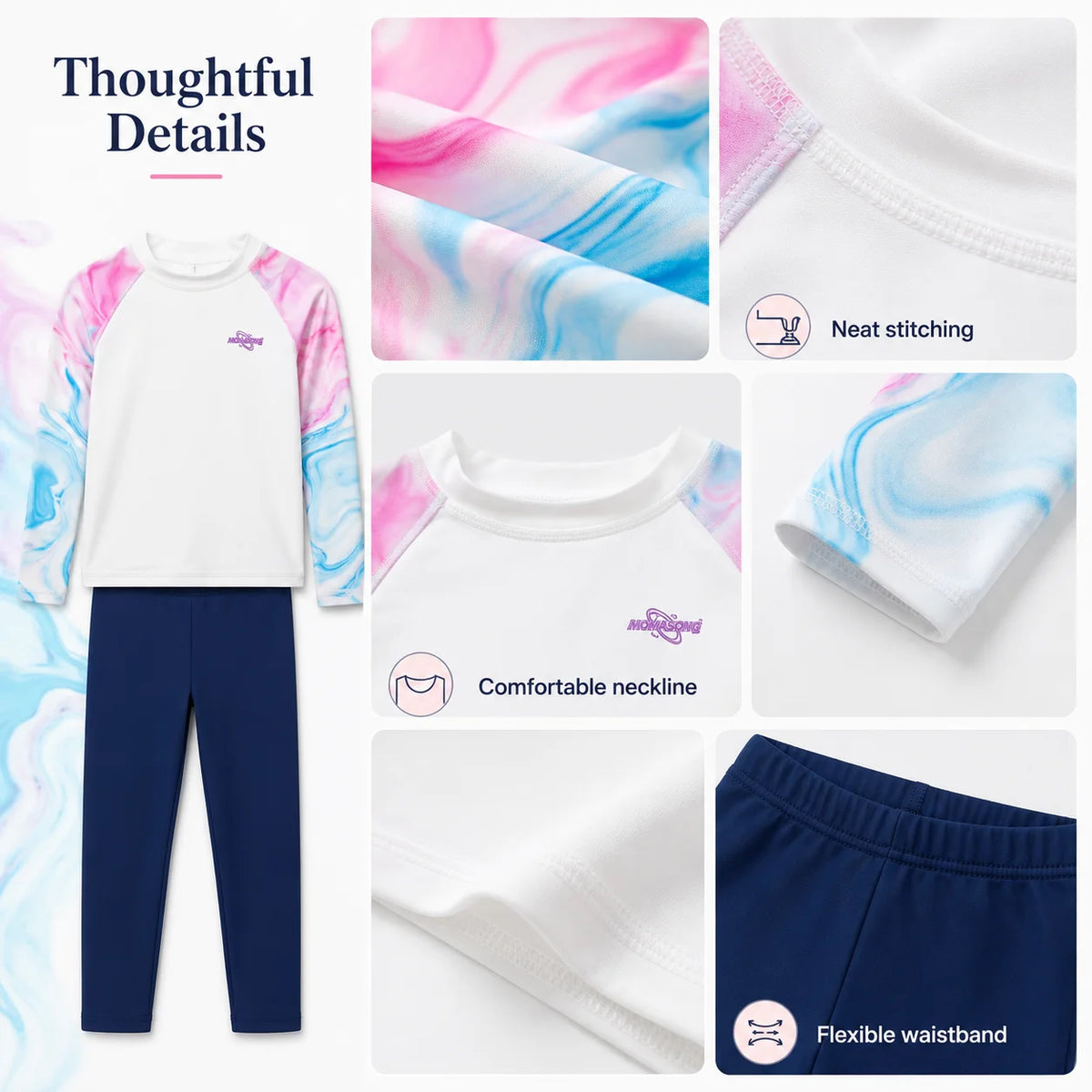 Girls Long Sleeve Rash Guard Set – Surfer Paradise view 5