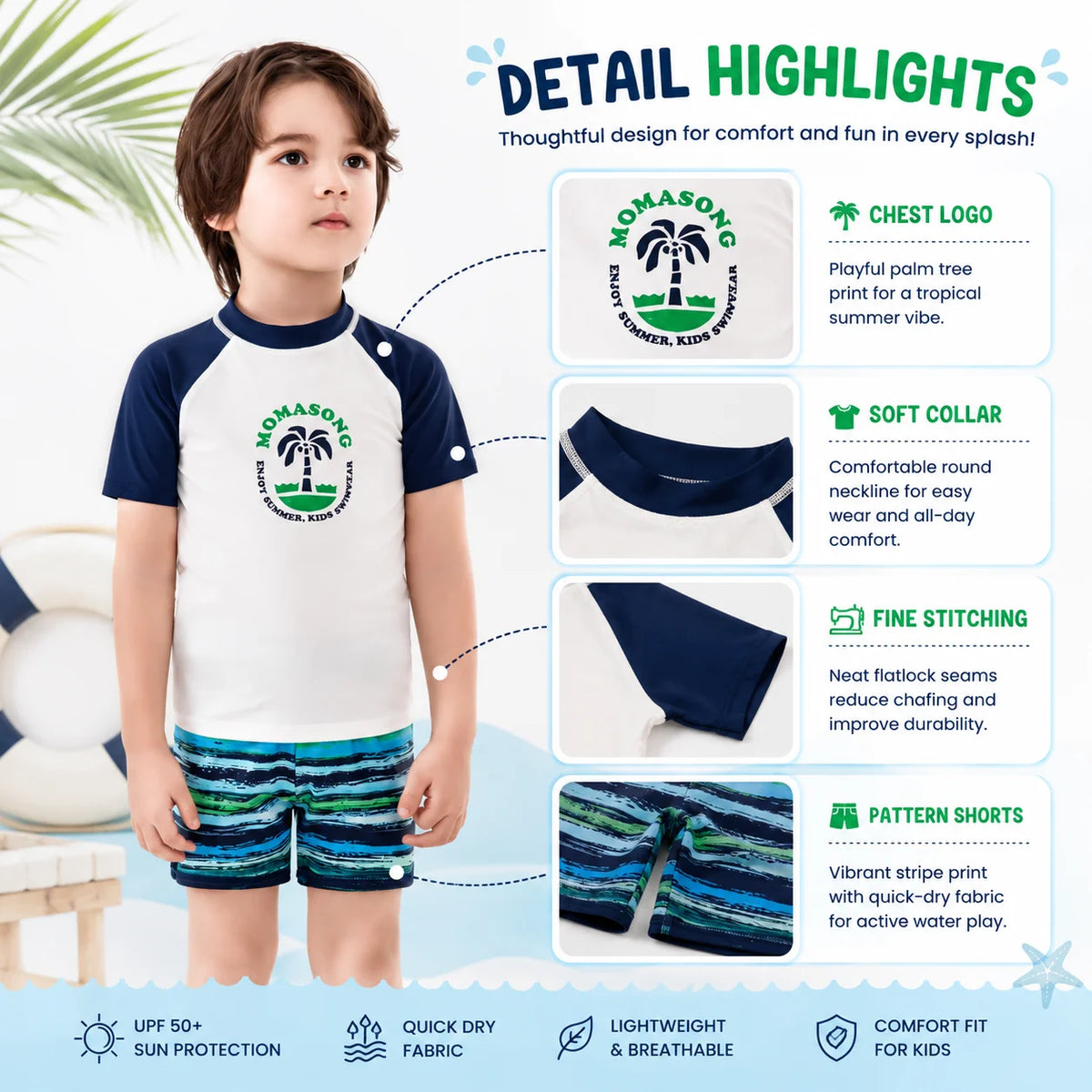 Boys Short Sleeve Swim Set – Aqua Fun view 3
