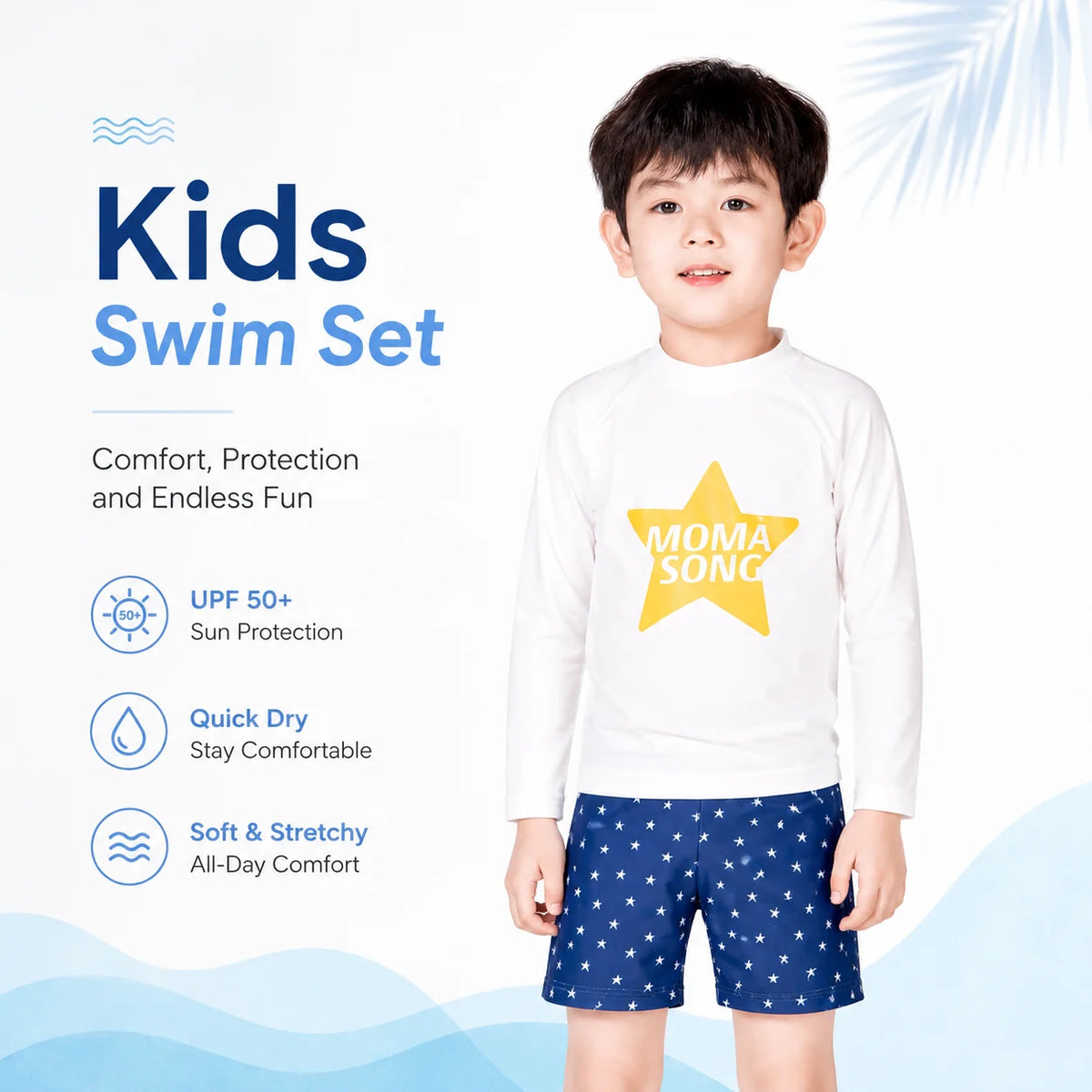 Boys Zip-Up Rash Guard Shorts Set – Tidal Wave view 2