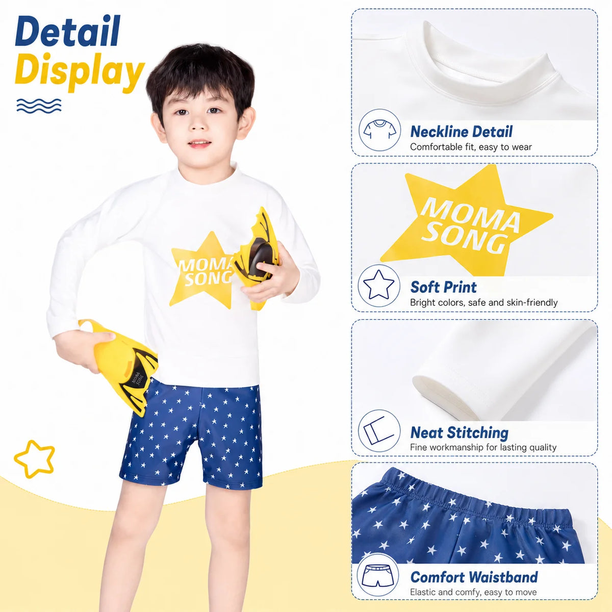 Boys Zip-Up Rash Guard Shorts Set – Tidal Wave view 3