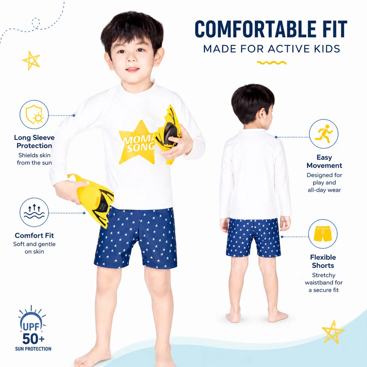 Boys Zip-Up Rash Guard Shorts Set – Tidal Wave view 5