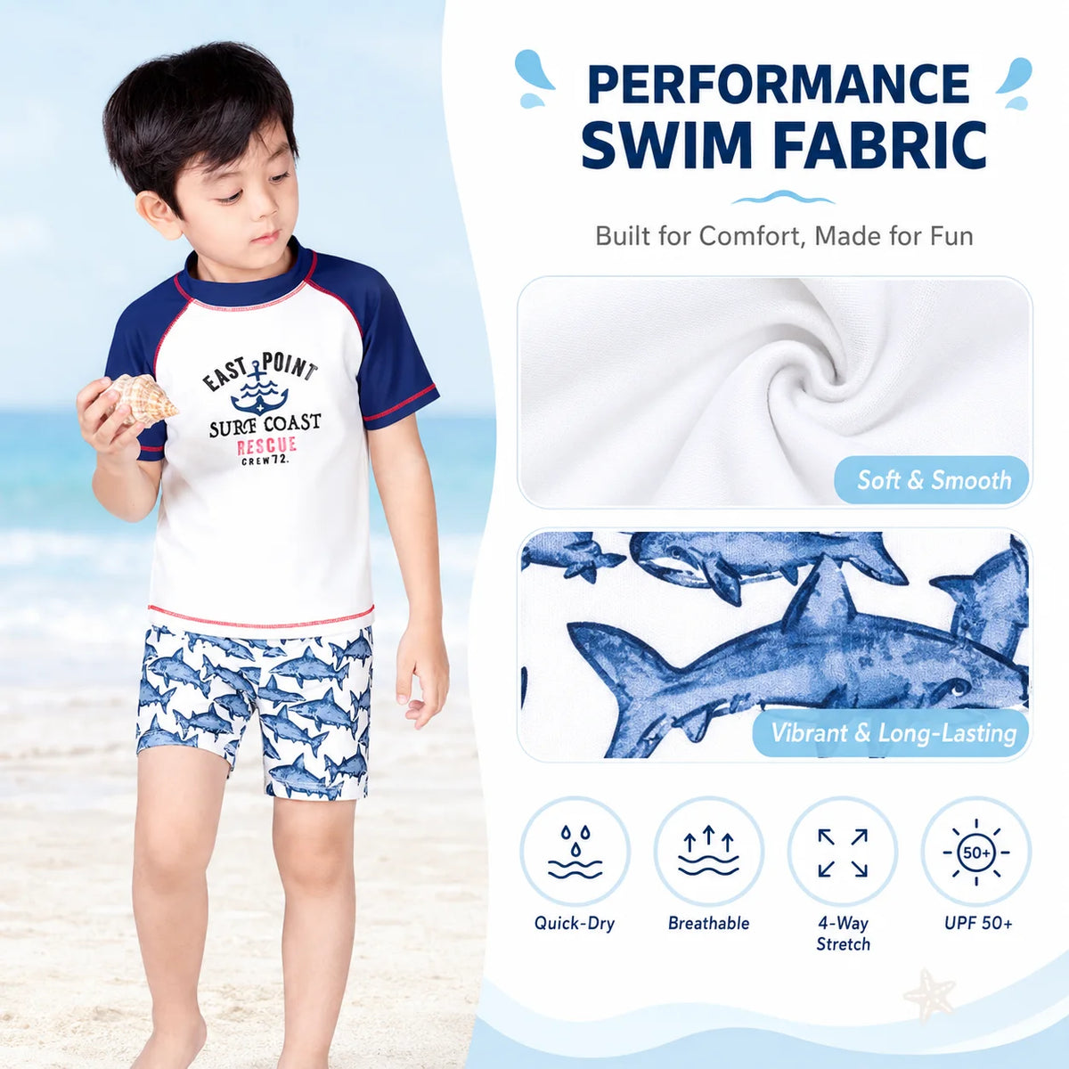 Boys One-Piece Rash Guard Swimsuit – Sea Turtle view 4