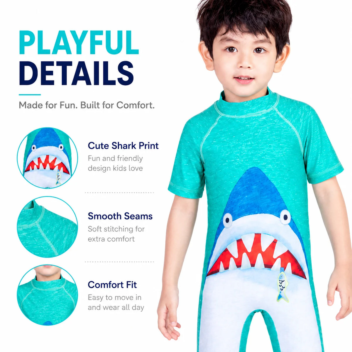 Boys Long Sleeve Rash Guard Set – Seashore Fun view 3
