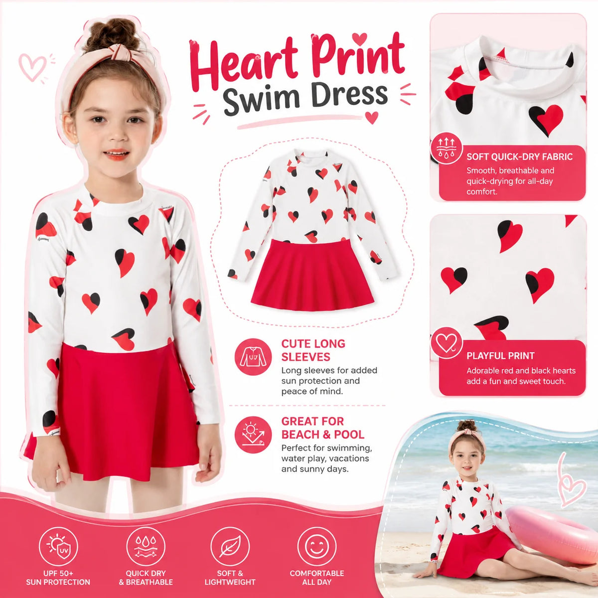 Girls Shark Print Rash Guard Set – Aqua Dream view 8