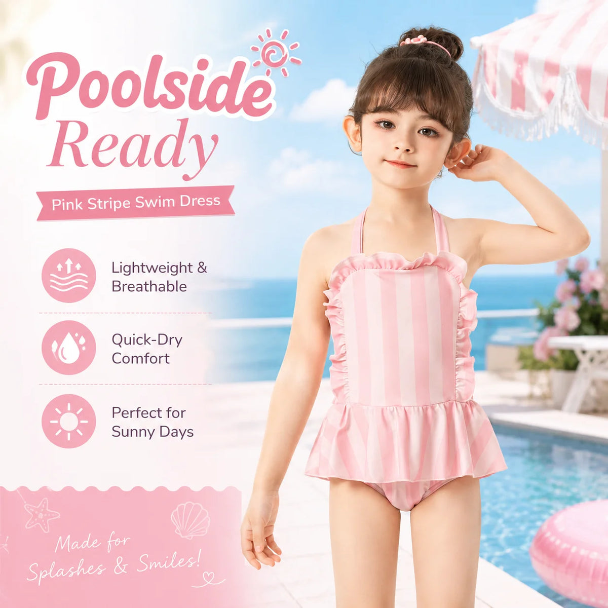 Girls Short Sleeve Swim Set – Starfish Fantasy view 5