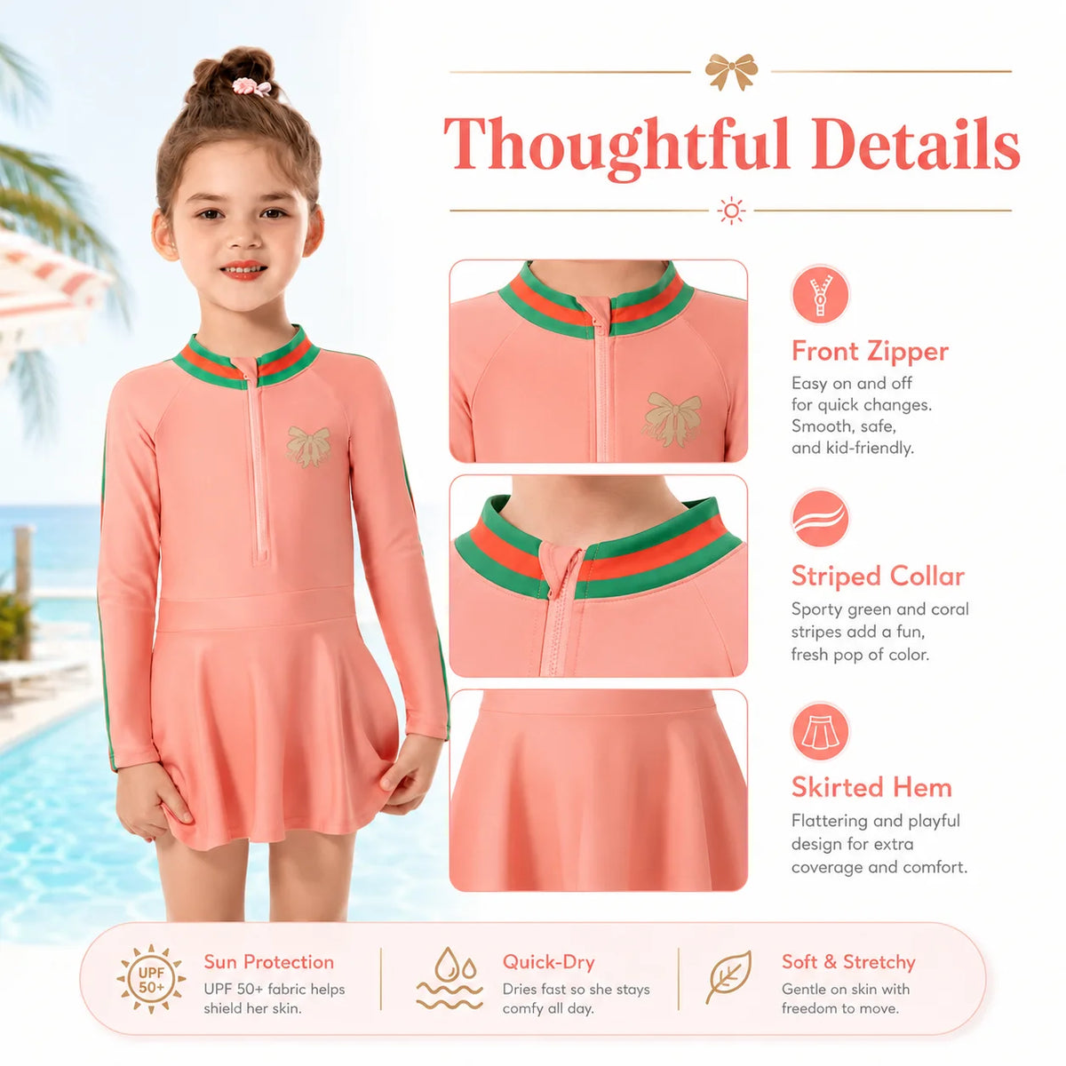Girls Ruffle Two-Piece Swimsuit – Coral Reef view 3