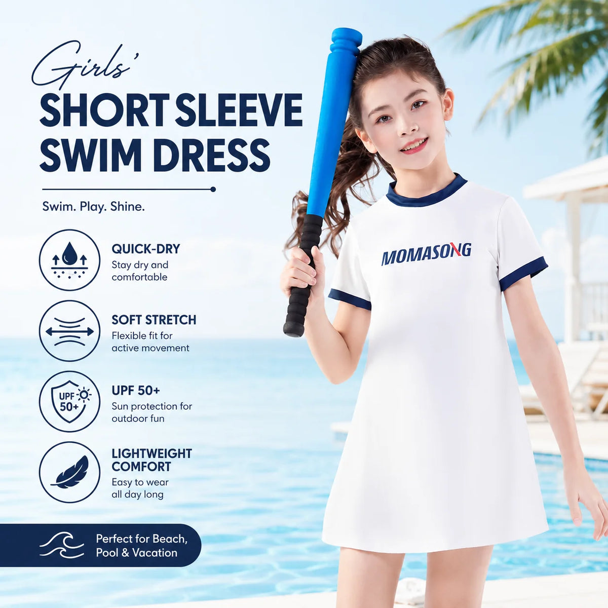 Girls Premium Swim Dress – Surfer Paradise view 2
