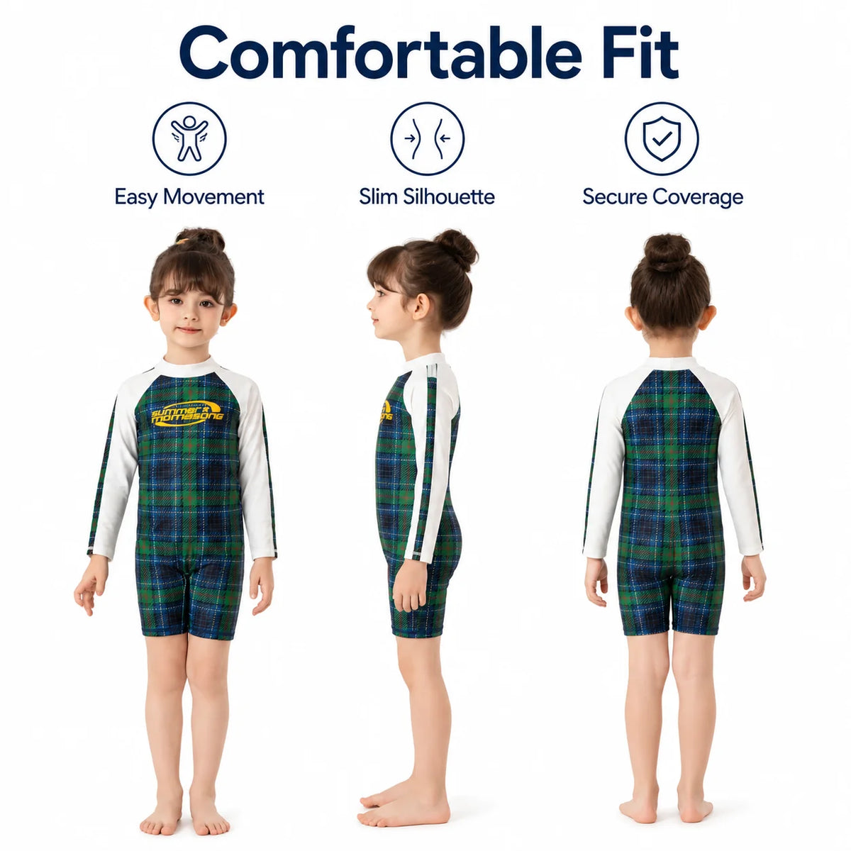 Girls Long Sleeve Rash Guard Set – Tropical Bloom view 5