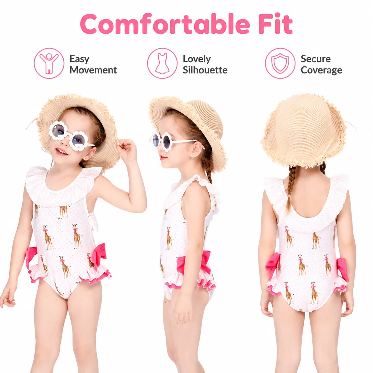 Girls One-Piece Rash Guard Swimsuit – Coral Reef view 5