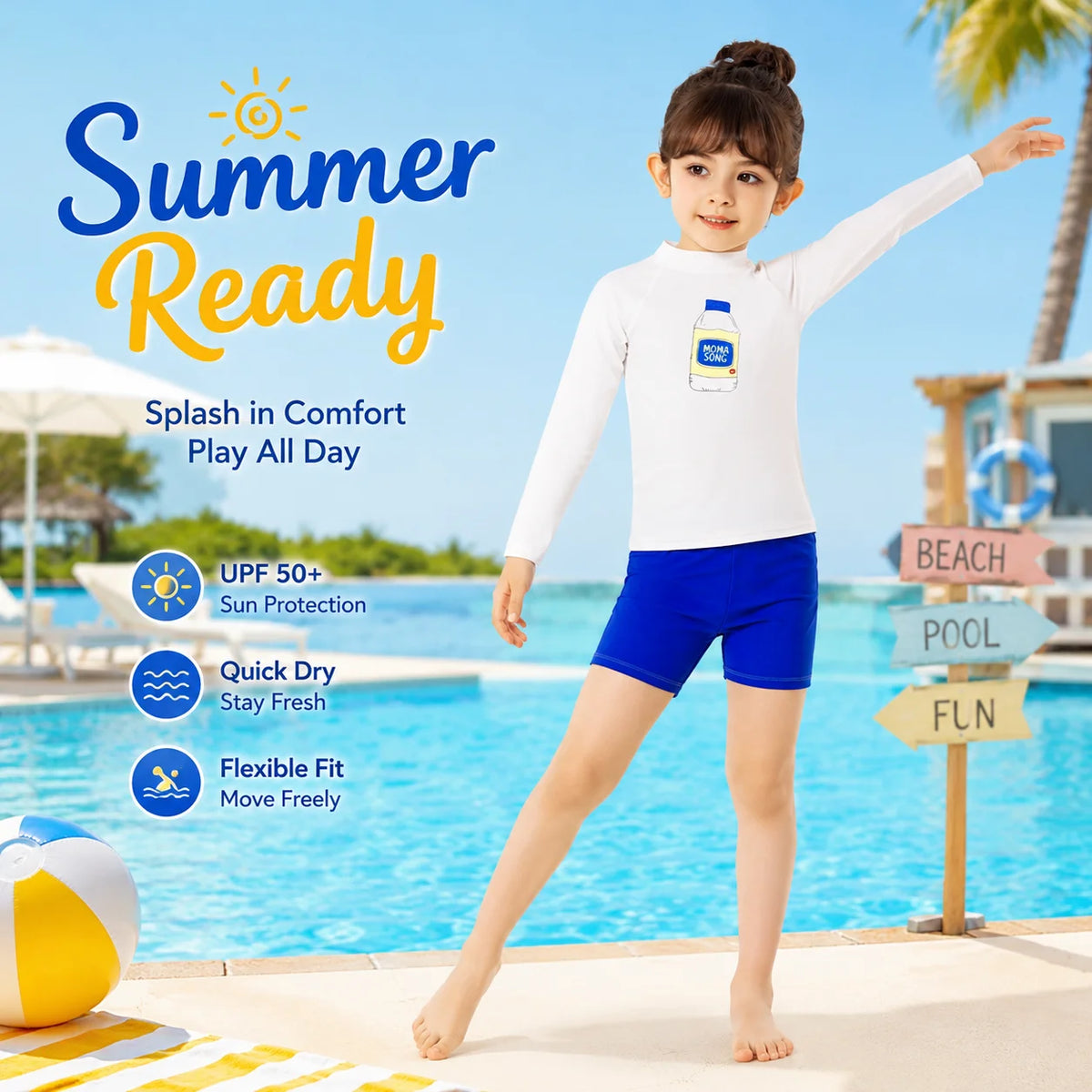 Girls Two-Piece Swim Set – Deep Sea Blue