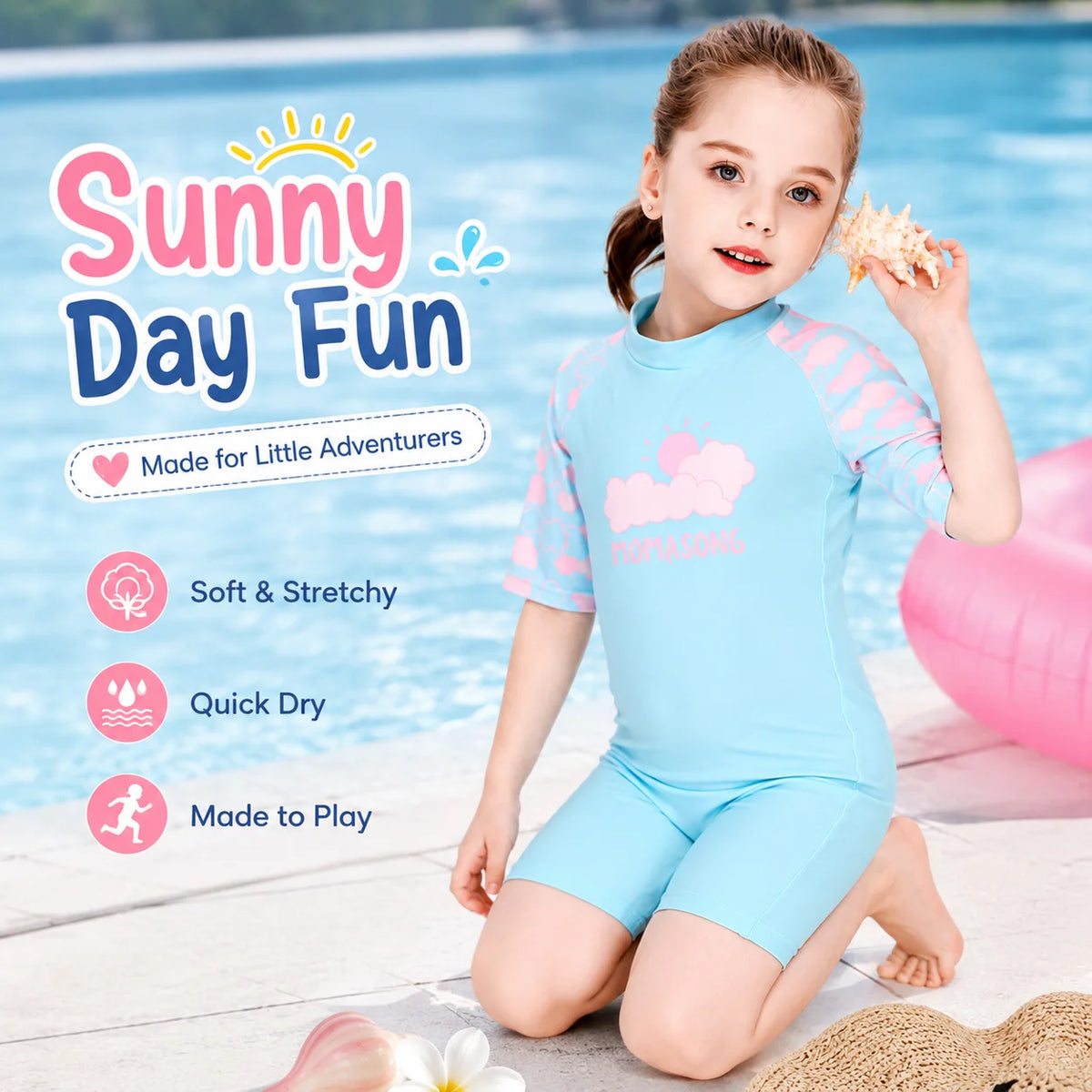 Girls Long Sleeve Rash Guard Set – Starfish Fantasy