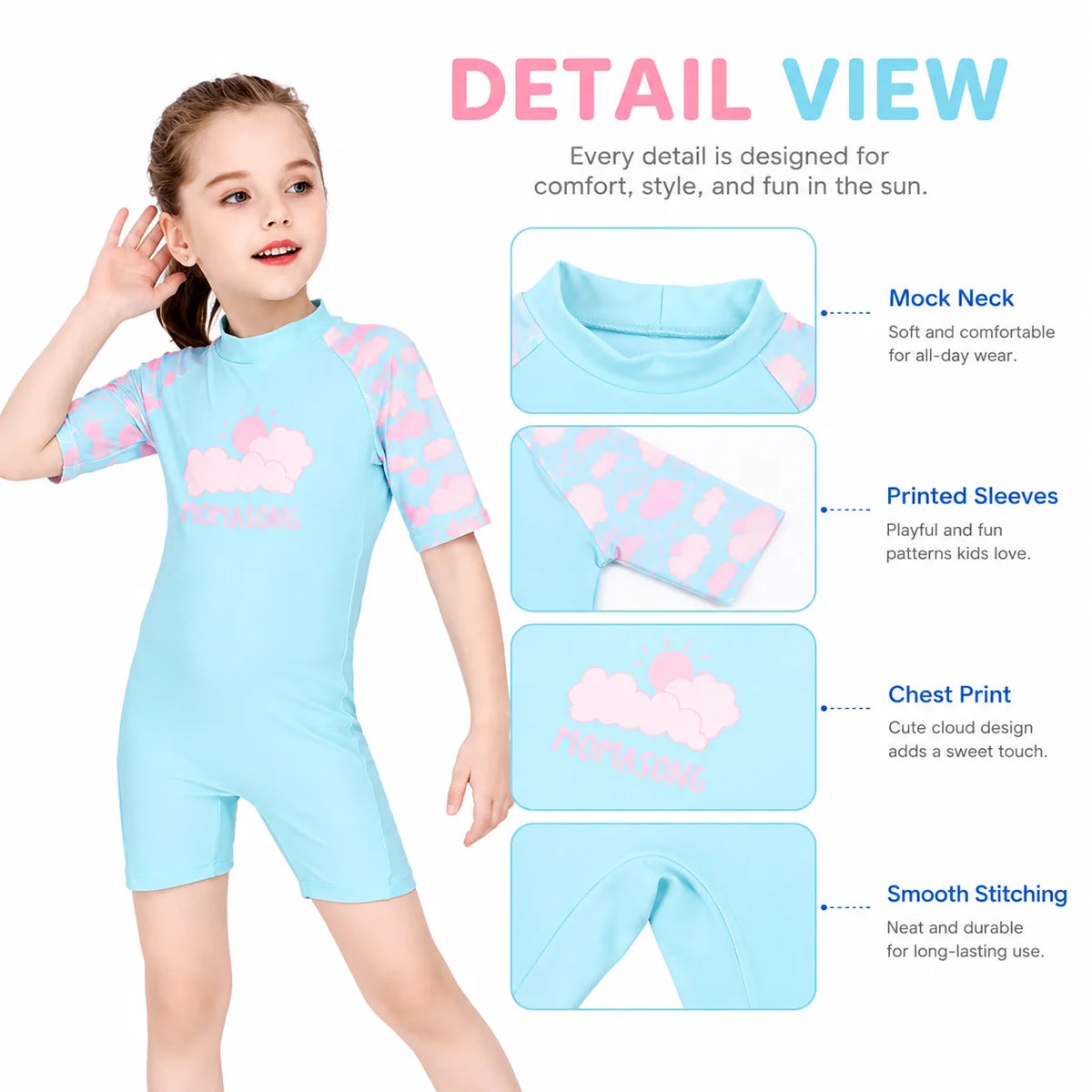 Girls Long Sleeve Rash Guard Set – Starfish Fantasy view 3