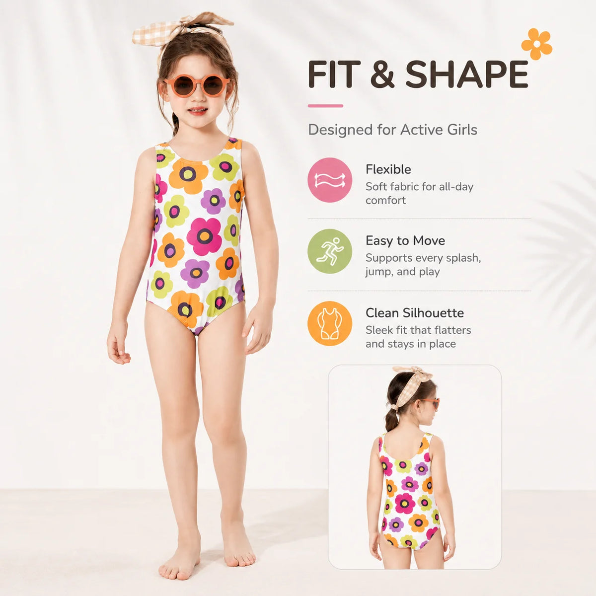 Girls Long Sleeve Rash Guard Set – Sea Shell view 5