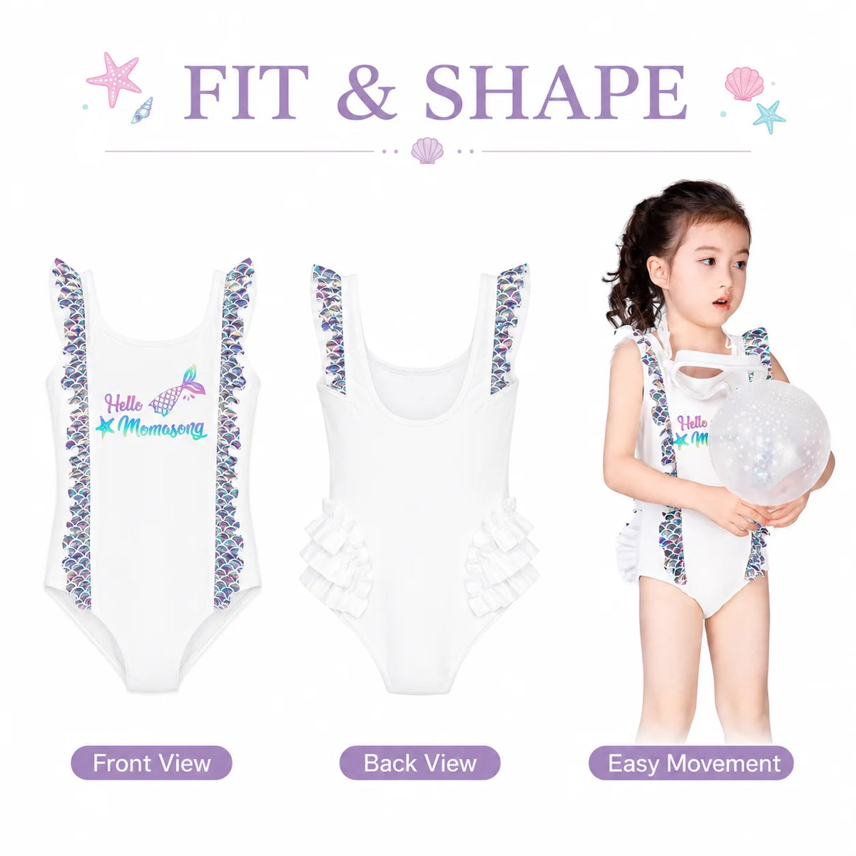 Girls Long Sleeve Rash Guard Set – Mermaid Magic view 5