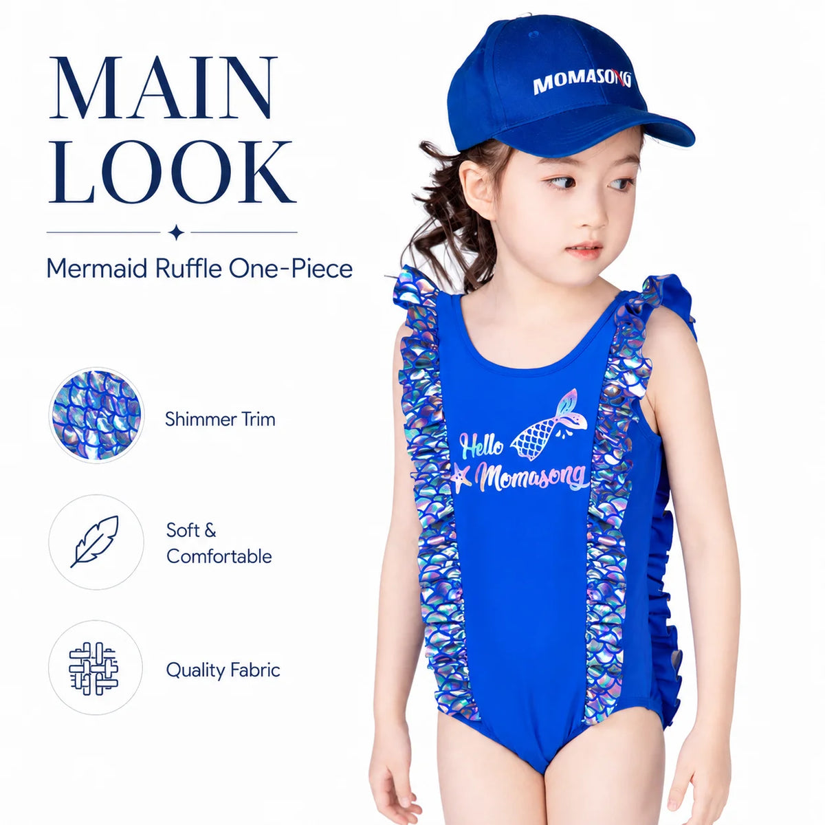 Girls One-Piece Rash Guard Swimsuit – Sunny Waves view 2