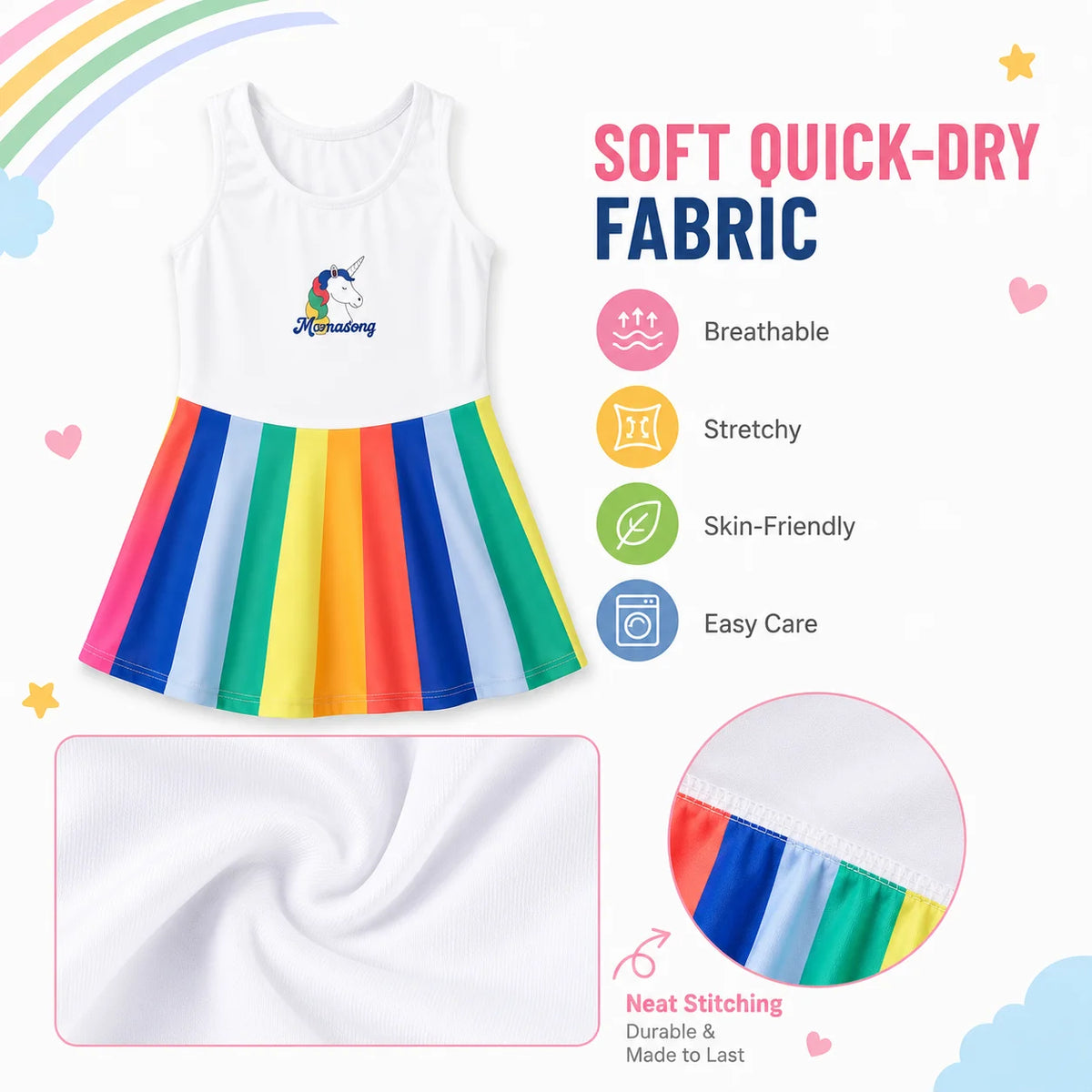 Girls Short Sleeve Swim Set – Aqua Splash view 4