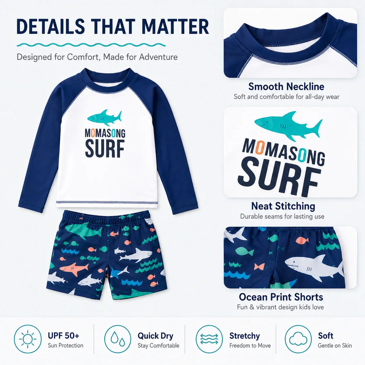 Boys Short Sleeve Swim Set – Beach Day view 3
