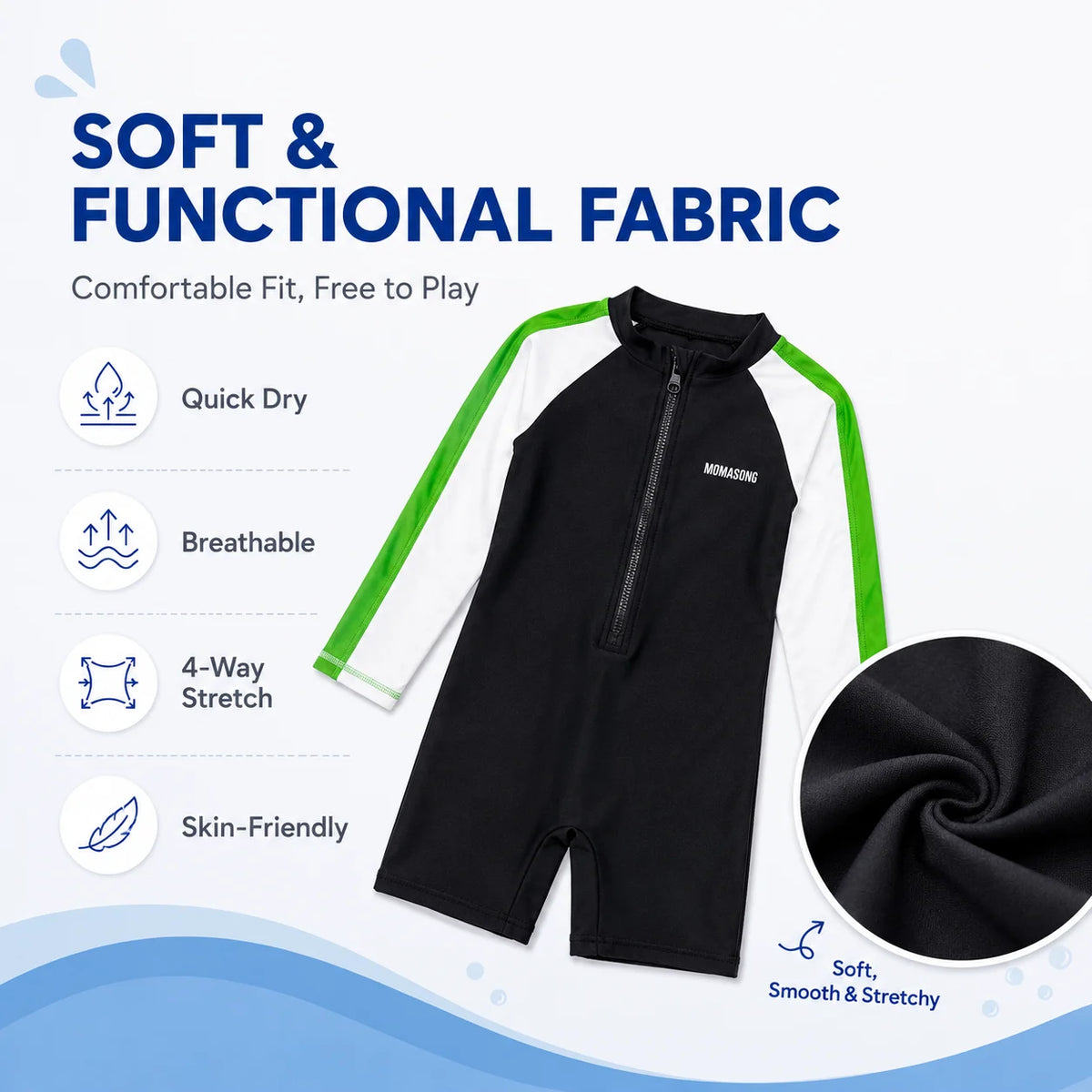 Boys One-Piece Rash Guard Swimsuit – Sailboat Adventure view 4