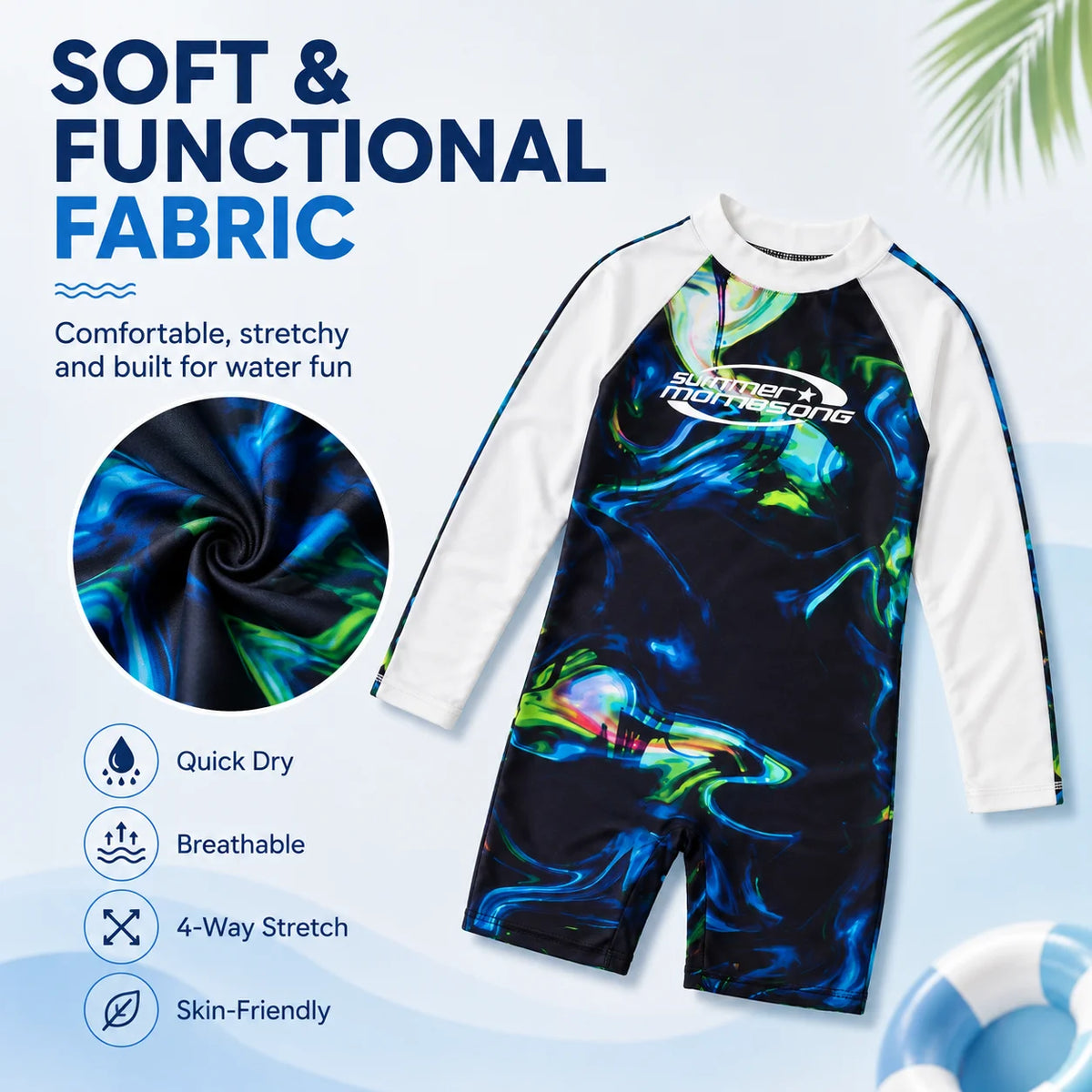 Boys Long Sleeve Rash Guard Set – Whale Adventure view 4