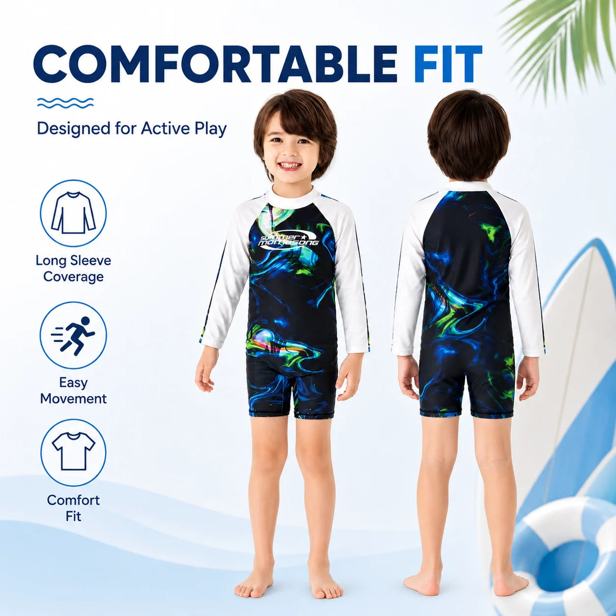 Boys Long Sleeve Rash Guard Set – Whale Adventure view 5