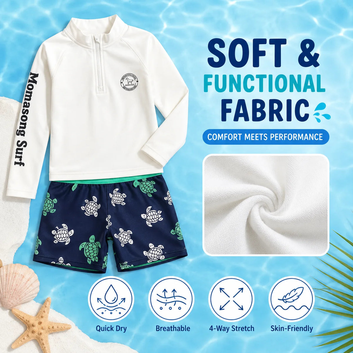 Boys One-Piece Rash Guard Swimsuit – Sunny Waves view 4