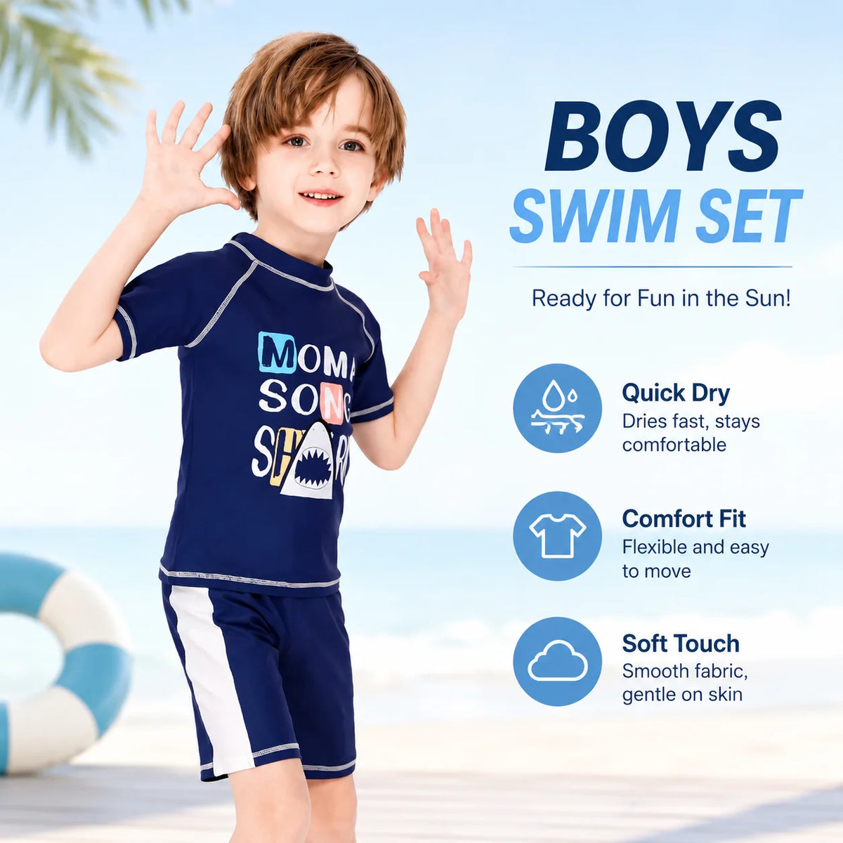 Boys Long Sleeve Rash Guard Set – Sweet Ruffles view 2