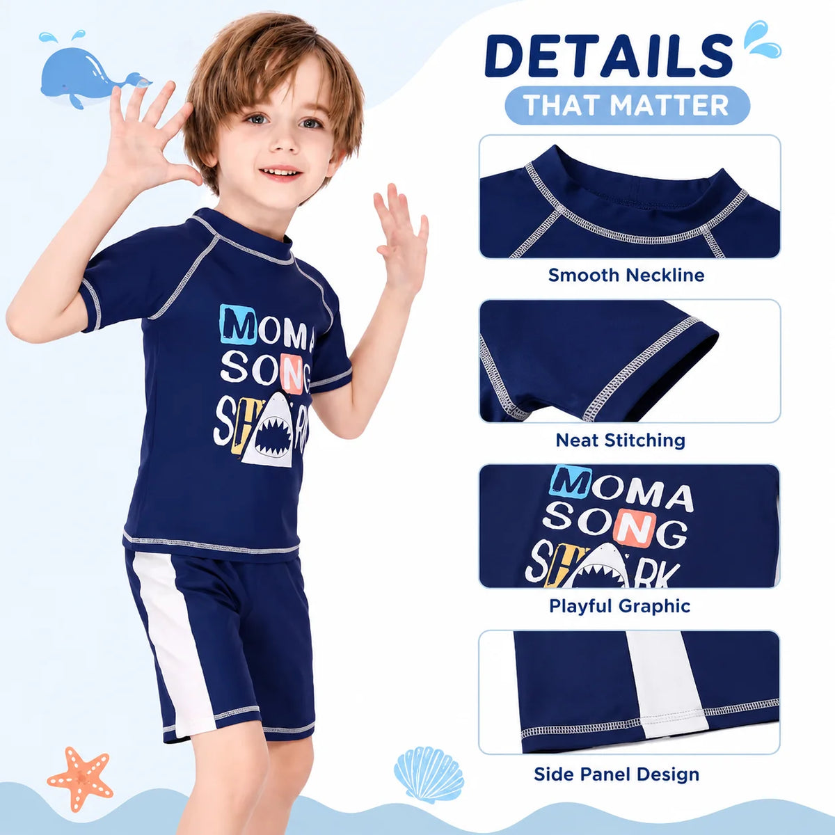 Boys Long Sleeve Rash Guard Set – Sweet Ruffles view 3
