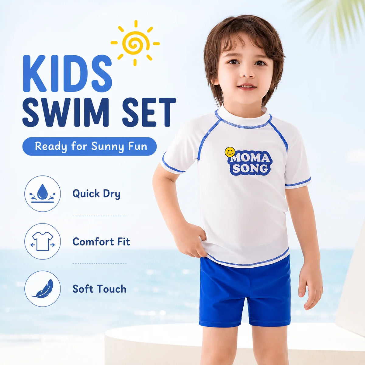 Boys Zip-Up Rash Guard Shorts Set – Safari Adventure view 5