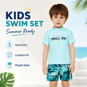 Boys One-Piece Rash Guard Swimsuit – Aqua Dream view 2