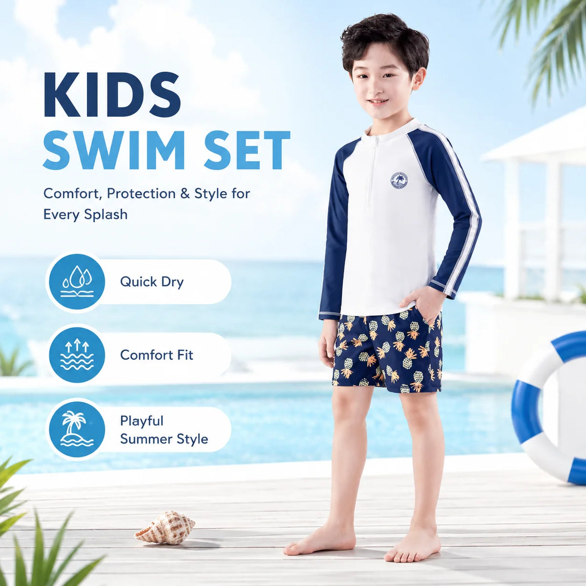 Boys Two-Piece Swim Set – Starfish Fantasy view 2