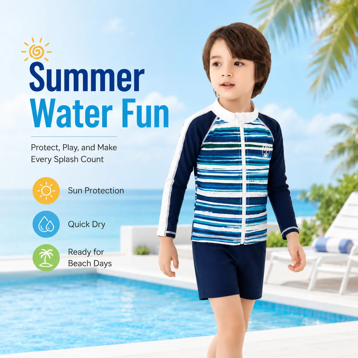 Boys Short Sleeve Swim Set – Jungle Leaf