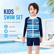 Boys Short Sleeve Swim Set – Jungle Leaf view 2