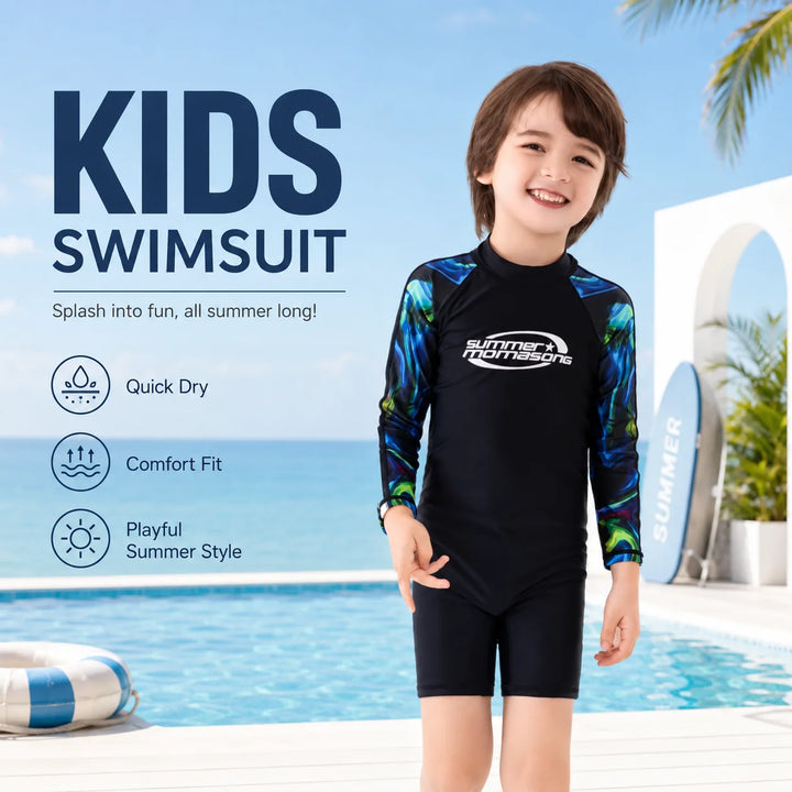Boys Zip-Up Rash Guard Shorts Set – Sea Shell