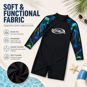 Boys Zip-Up Rash Guard Shorts Set – Sea Shell view 3