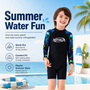 Boys Zip-Up Rash Guard Shorts Set – Sea Shell view 4