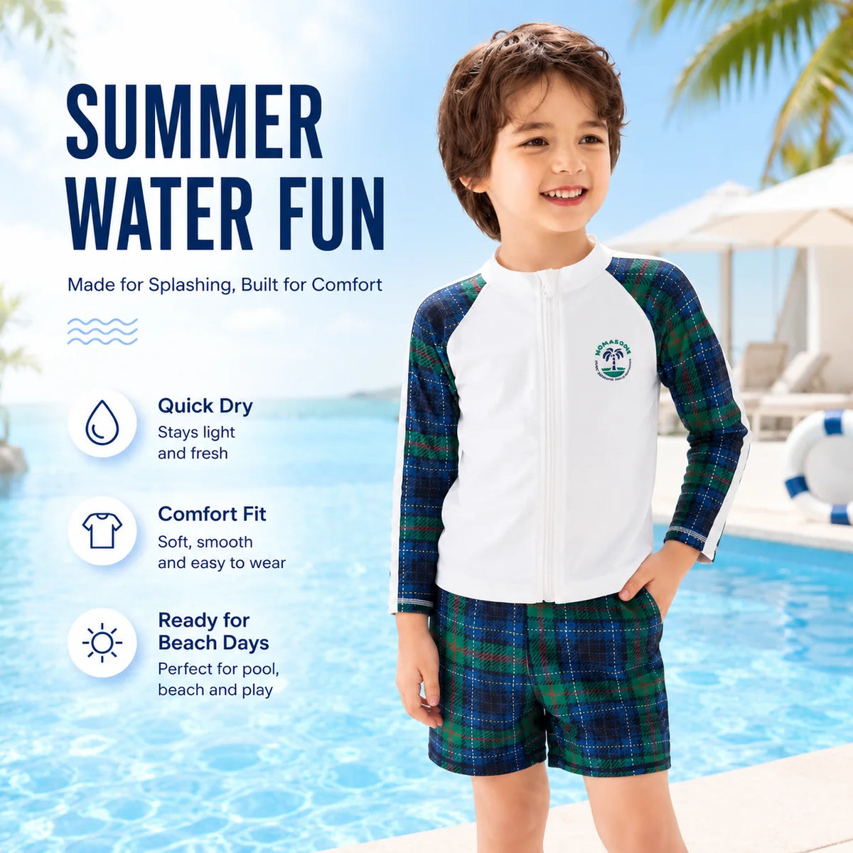 Boys One-Piece Rash Guard Swimsuit – Sunset Glow
