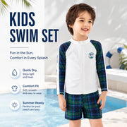 Boys One-Piece Rash Guard Swimsuit – Sunset Glow view 2