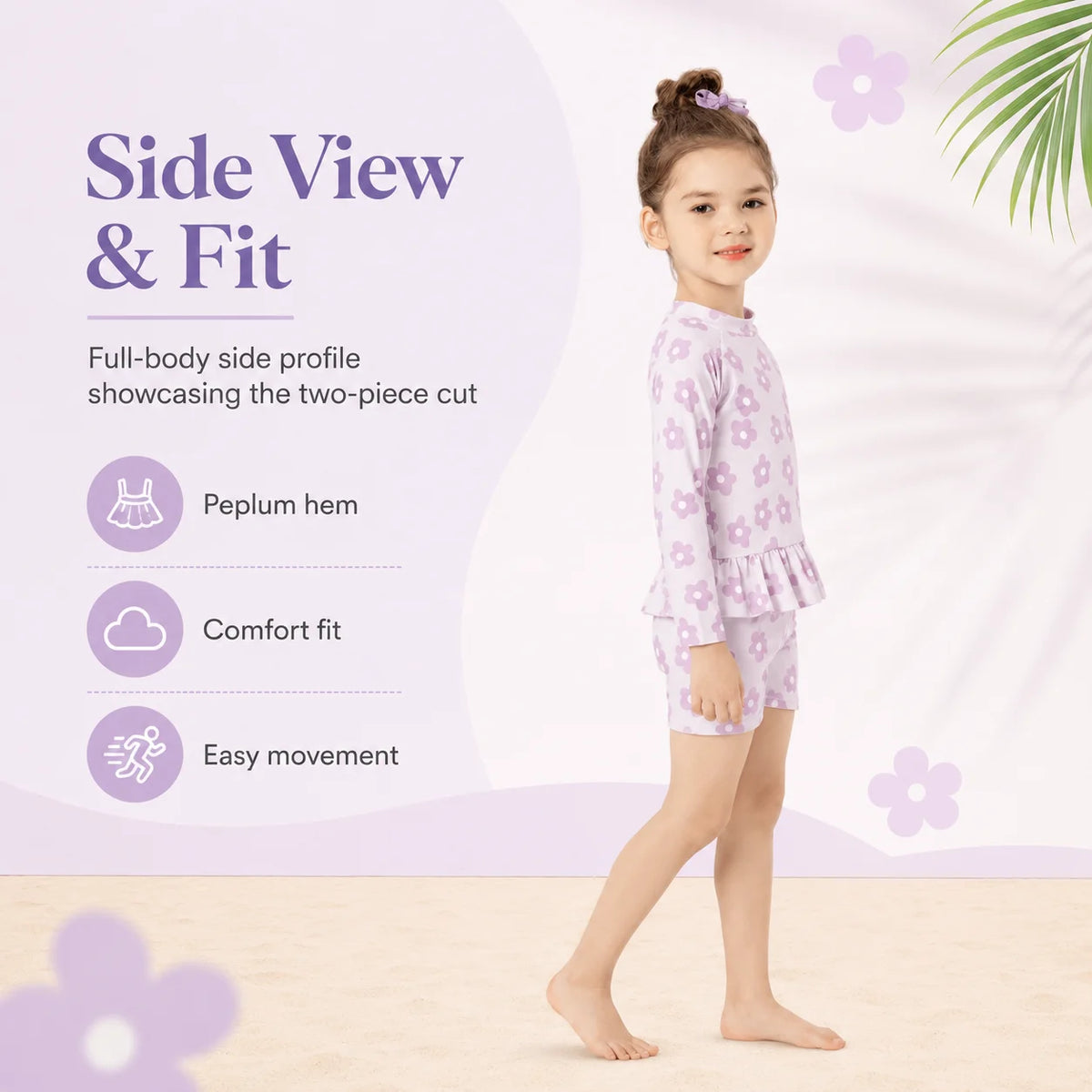 Girls Long Sleeve Rash Guard Set – Sweet Ruffles view 3