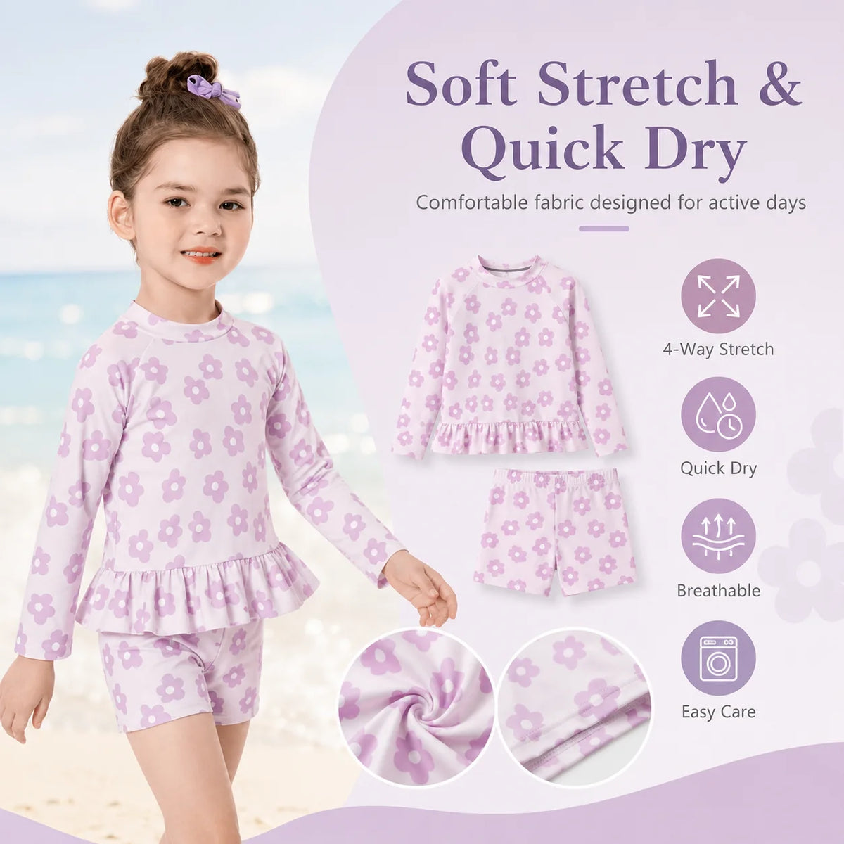 Girls Long Sleeve Rash Guard Set – Sweet Ruffles view 8