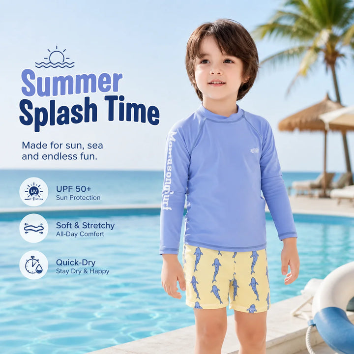 Boys Long Sleeve Rash Guard Set – Tropical Bloom