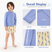 Boys Long Sleeve Rash Guard Set – Tropical Bloom view 3