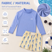 Boys Long Sleeve Rash Guard Set – Tropical Bloom view 4