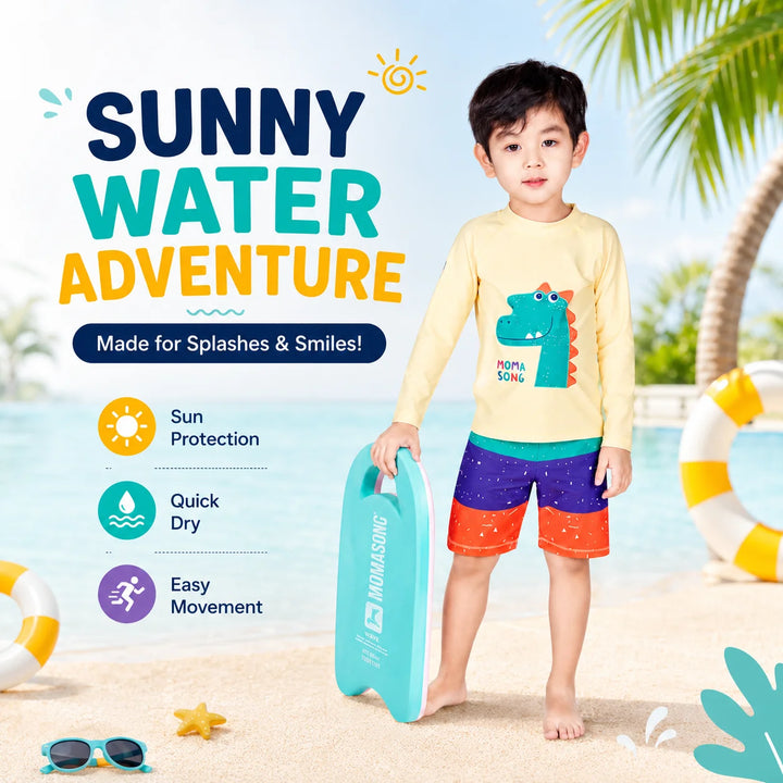 Boys One-Piece Rash Guard Swimsuit – Blue Lagoon