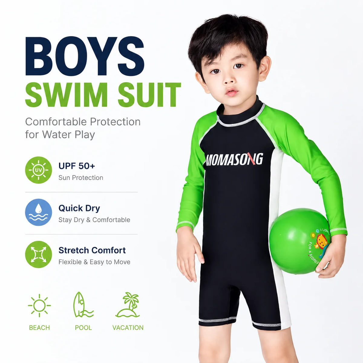 Boys Long Sleeve Rash Guard Set – Sea Breeze view 2
