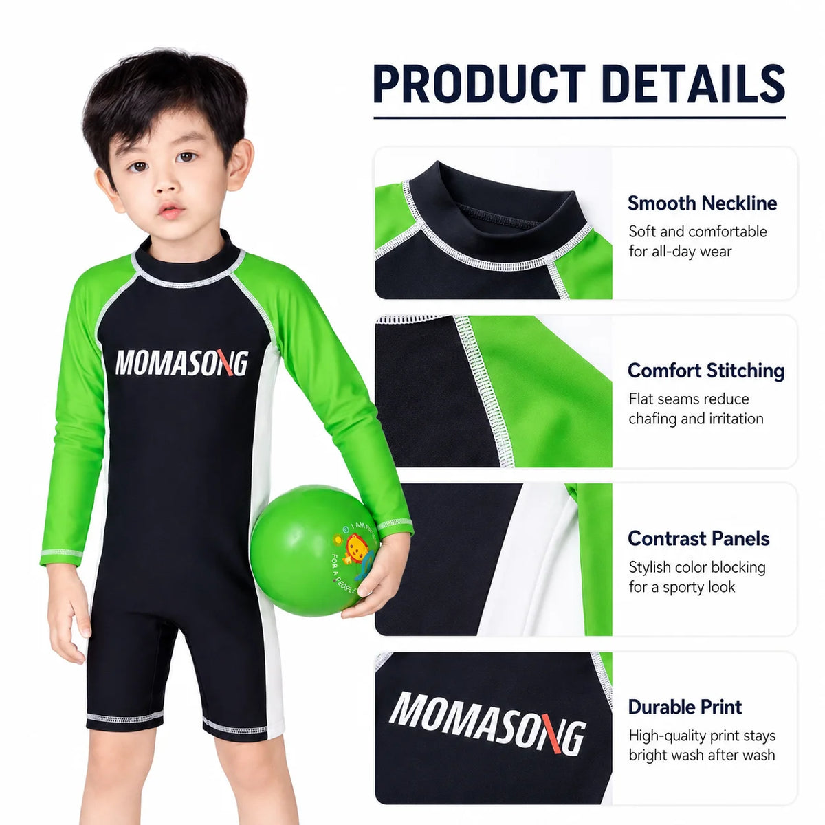 Boys Long Sleeve Rash Guard Set – Sea Breeze view 3