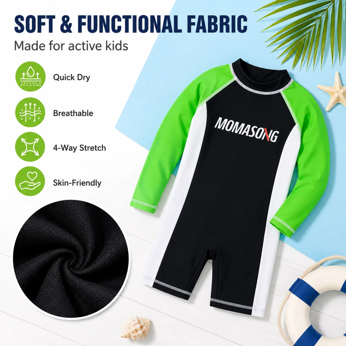 Boys Long Sleeve Rash Guard Set – Sea Breeze view 4