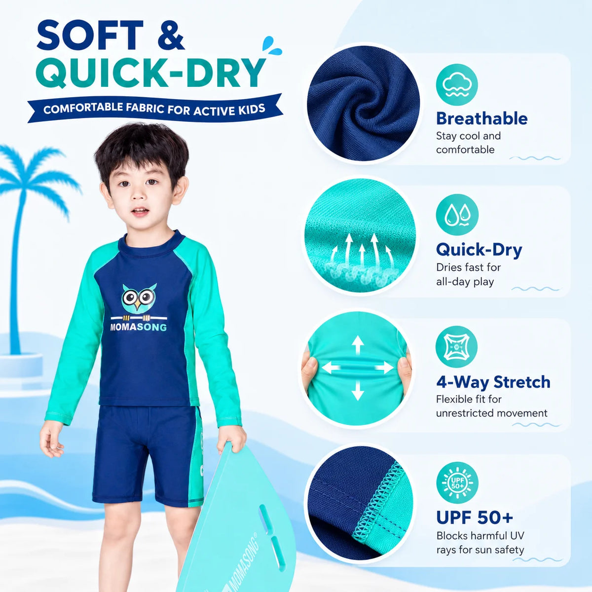 Boys Short Sleeve Swim Set – Ocean Whisper view 4